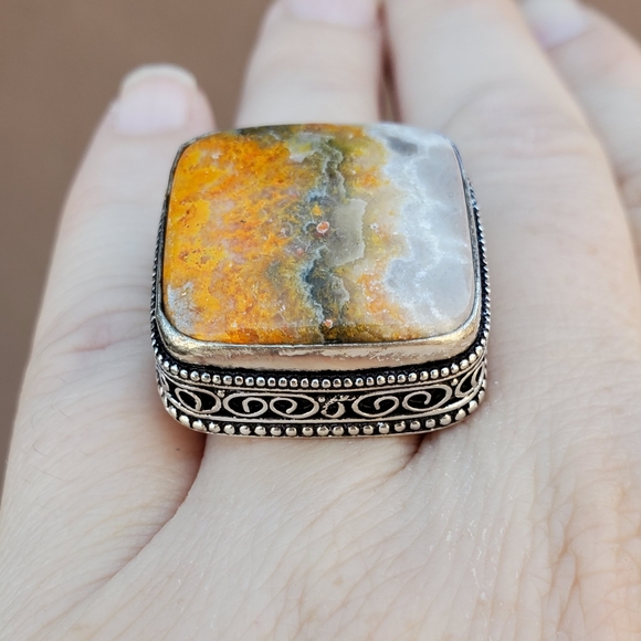 New Huge Bumblebee Jasper 925 Silver Ring. - Picture 7 of 15